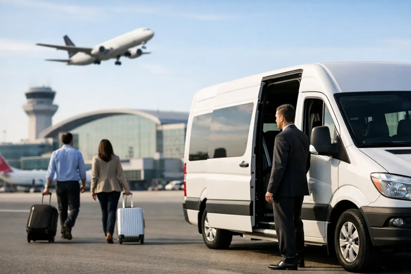 Airport transportation with a luxury chauffeur-driven vehicle for reliable and comfortable airport transfers.