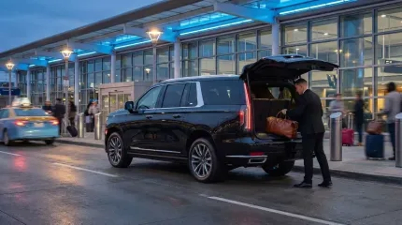 Executive car service Chicago with a luxury chauffeur-driven vehicle for business and corporate transportation.
