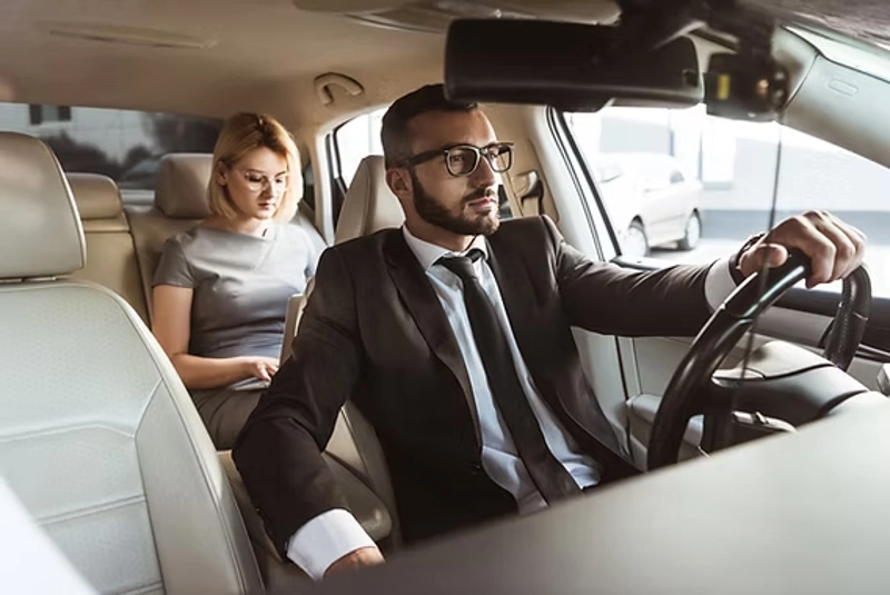 Corporate transportation in Chicago with a luxury chauffeur-driven vehicle for executive business travel.