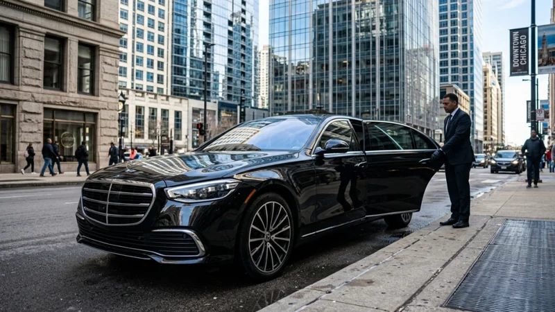 Executive Car Service Chicago with a luxury chauffeur-driven vehicle for premium business transportation.