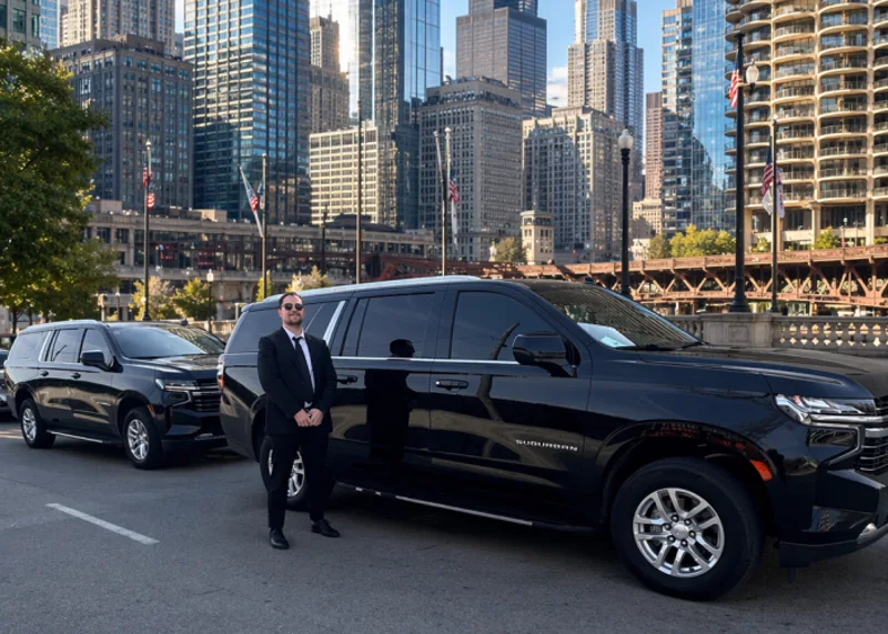Luxury SUV Chauffeur Service Chicago with a premium SUV and professional chauffeur for executive and VIP transportation.